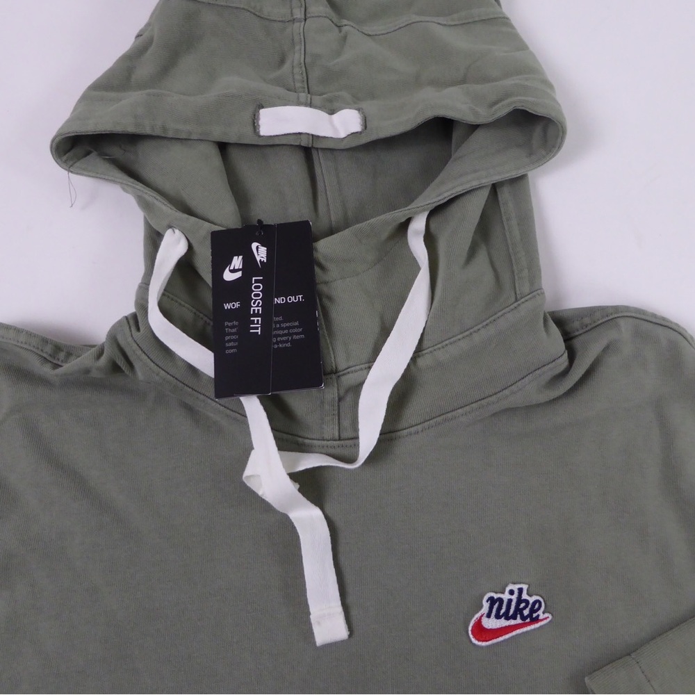 Nike Sportswear Heritage Essentials Knit Pullover Hoodie Loose Fit Military NWT